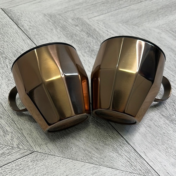 Starbucks- Copper Bronze Coffee Mugs with Black Lids - Picture 4 of 6